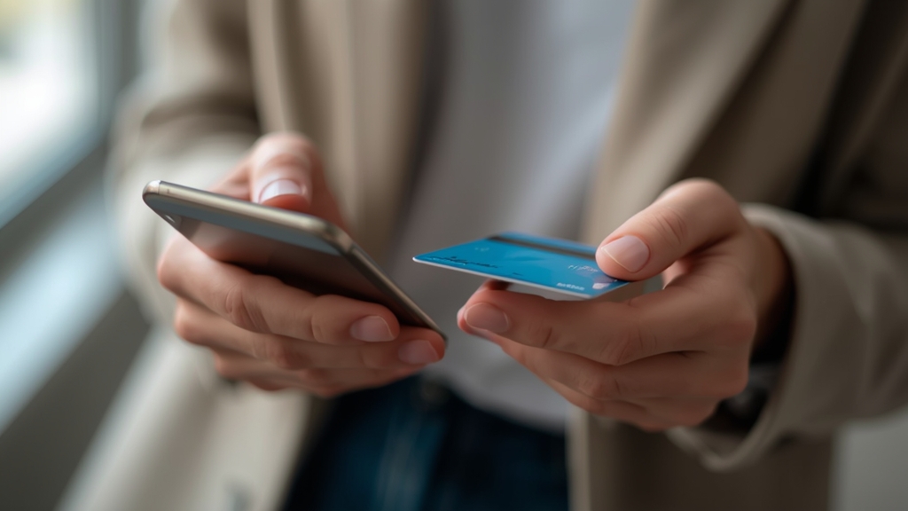 Persona che paga online con carta di credito e smartphone