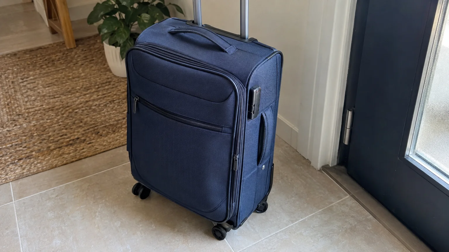 Valigia accanto alla porta di casa
